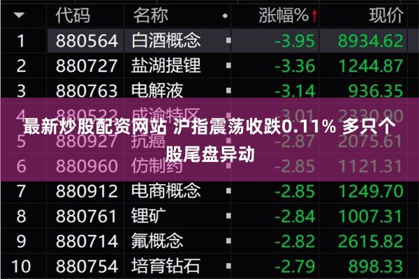 最新炒股配资网站 沪指震荡收跌0.11% 多只个股尾盘异动