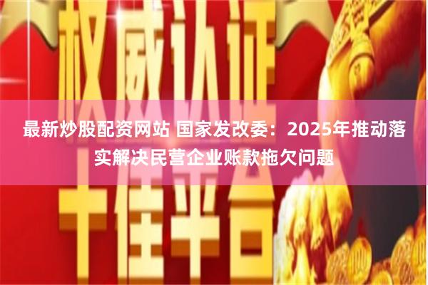 最新炒股配资网站 国家发改委：2025年推动落实解决民营企业账款拖欠问题